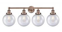  616-4W-AC-G204-8 - Beacon - 4 Light - 35 inch - Antique Copper - Bath Vanity Light