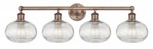 Innovations Lighting 616-4W-AC-G555-8CL - Ithaca - 4 Light - 35 inch - Antique Copper - Bath Vanity Light