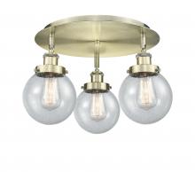  916-3C-AB-G204-6 - Beacon - 3 Light - 18 inch - Antique Brass - Flush Mount