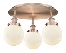 Innovations Lighting 916-3C-AC-G201-6 - Beacon - 3 Light - 18 inch - Antique Copper - Flush Mount