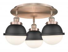 Innovations Lighting 916-3C-AC-HFS-61-BK - Ballston Urban - 3 Light - 19 inch - Antique Copper - Flush Mount