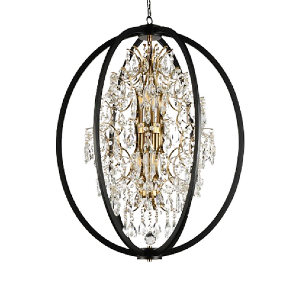 Bella Chandelier Aged Brass/Black