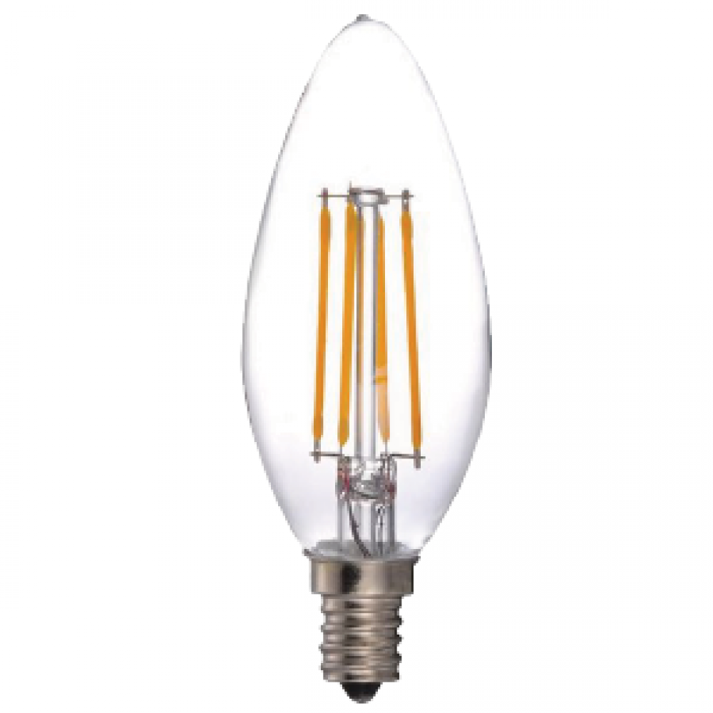 LED Filament Lamp B11 E12 Base 4.8W 120V 27K 400LM Clear Vertical Dim St andard