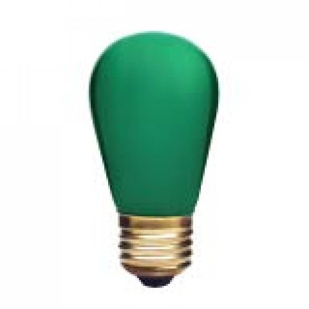 INCANDESCENT COLORED 11W S14 E26 130V CERAMIC GREEN STD