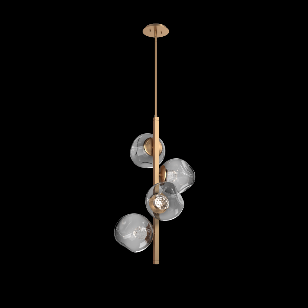 Luna 4pc Twisted Vine-Novel Brass-Floret Inner - Smoke Outer-Threaded Rod Suspension-LED 2700K