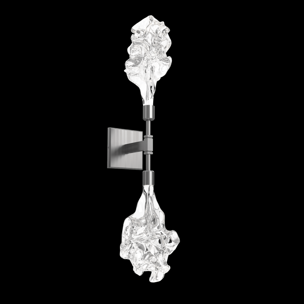 Blossom Double Sconce-Satin Nickel-Blossom Clear Blownglass