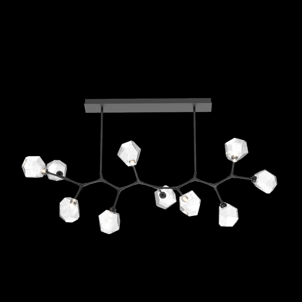 Gem 10pc Branch-Matte Black-Clear Blown Glass Gem