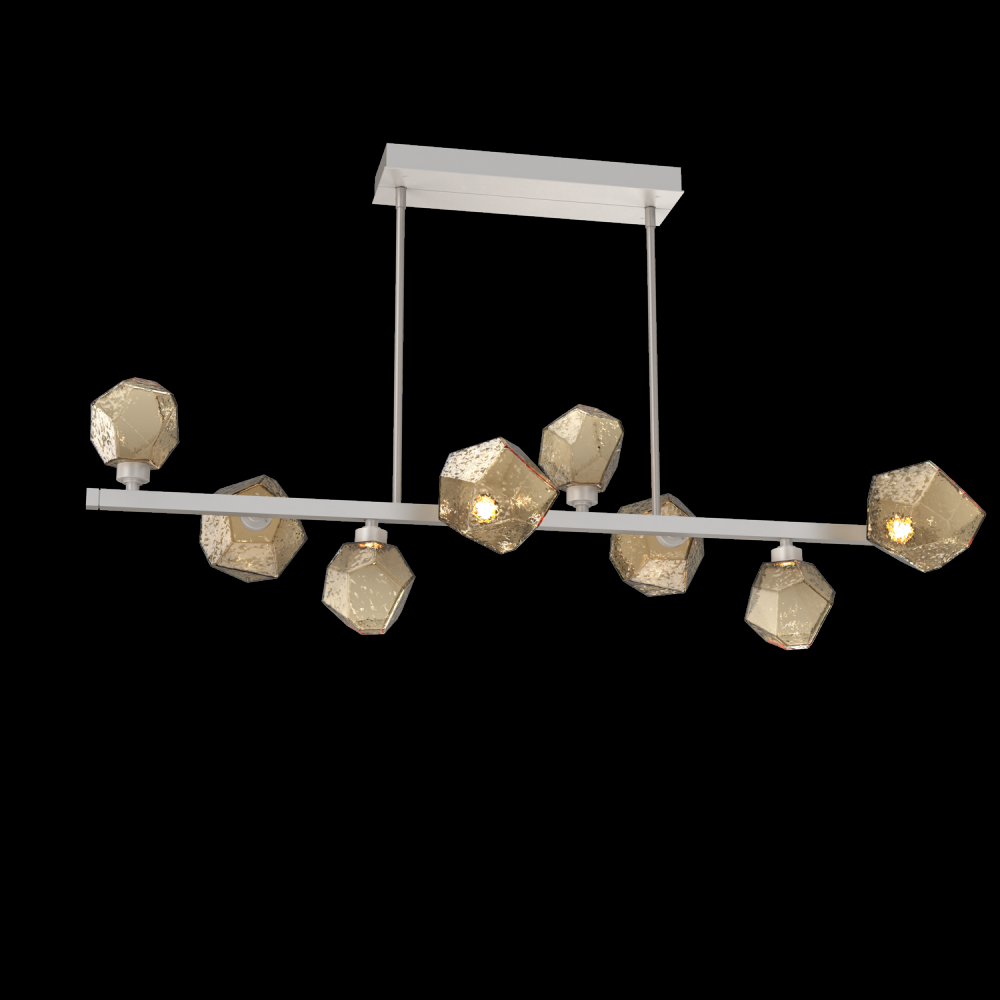 Gem 8pc Twisted Branch-Beige Silver-Bronze Blown Glass-Threaded Rod Suspension-LED 3000K