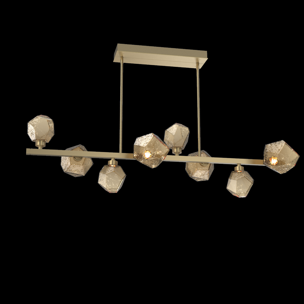 Gem 8pc Twisted Branch-Gilded Brass-Bronze Blown Glass-Threaded Rod Suspension-LED 2700K