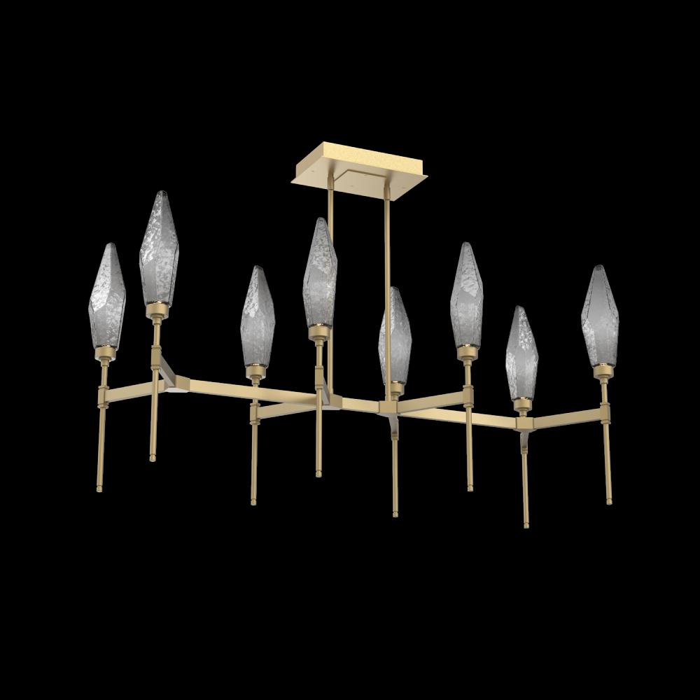 Rock Crystal Linear Belvedere Suspension-48-Gilded Brass