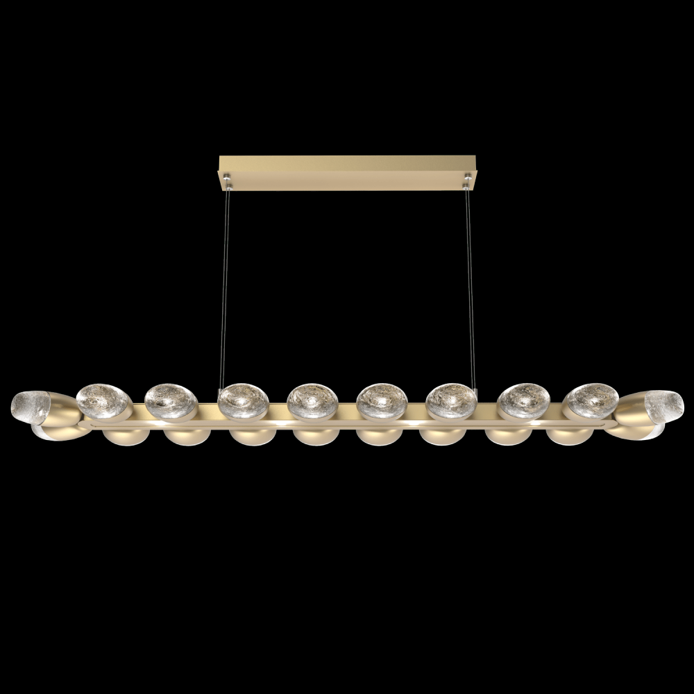 Pebble Linear Suspension 60" Small Glass-Gilded Brass-Pebble Clear