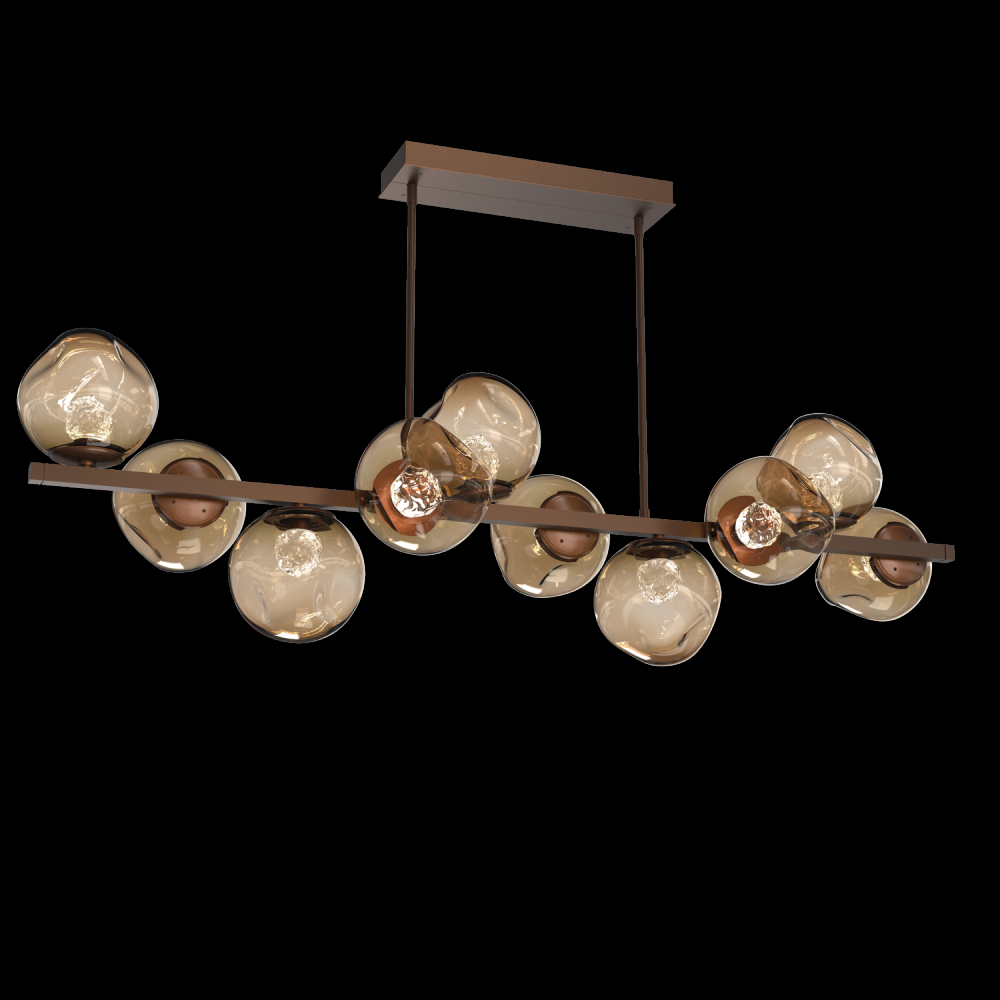 Luna 10pc Twisted Branch-Burnished Bronze-Floret Inner - Bronze Outer-Threaded Rod Suspension-LED