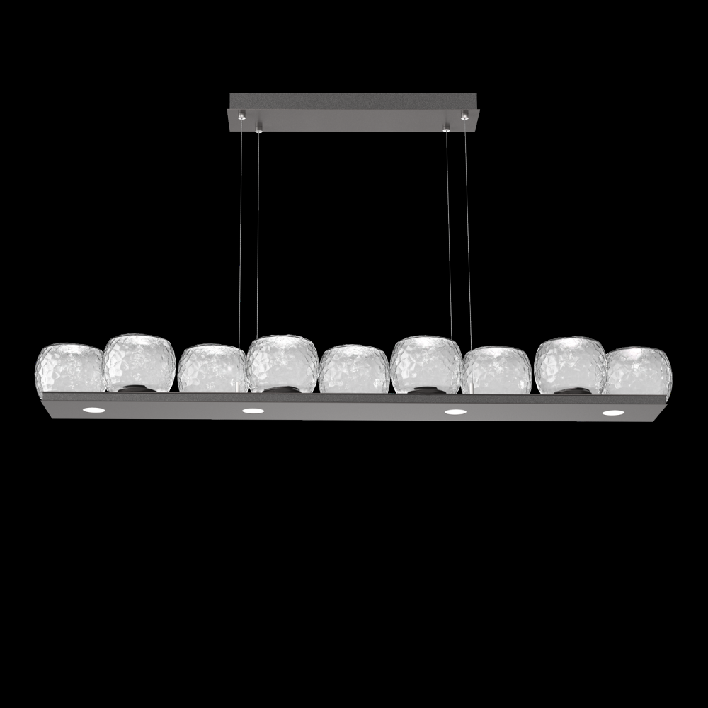 Vessel 59-inch Platform Linear-Graphite-Clear Blown Glass-Stainless Cable-LED 3000K