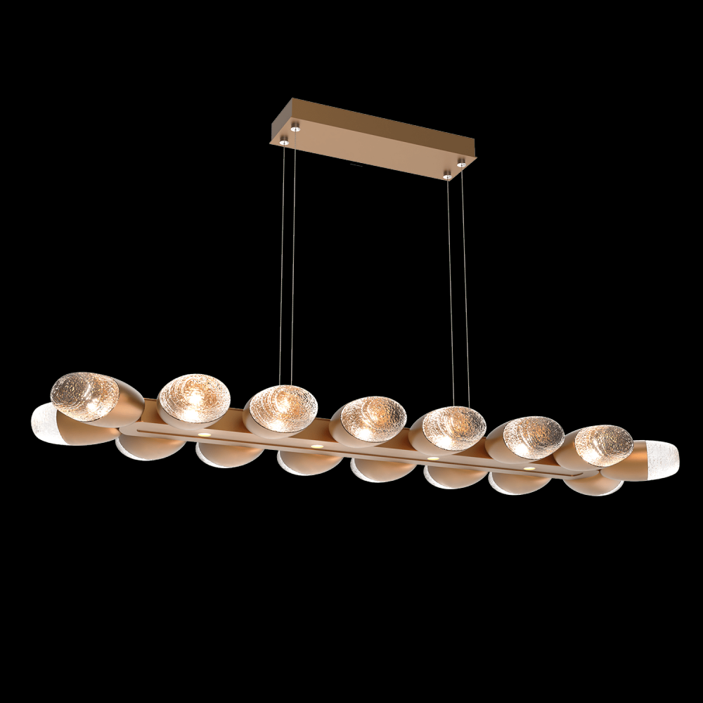 Pebble Linear Suspension 48" Small Glass-Novel Brass-Pebble Clear