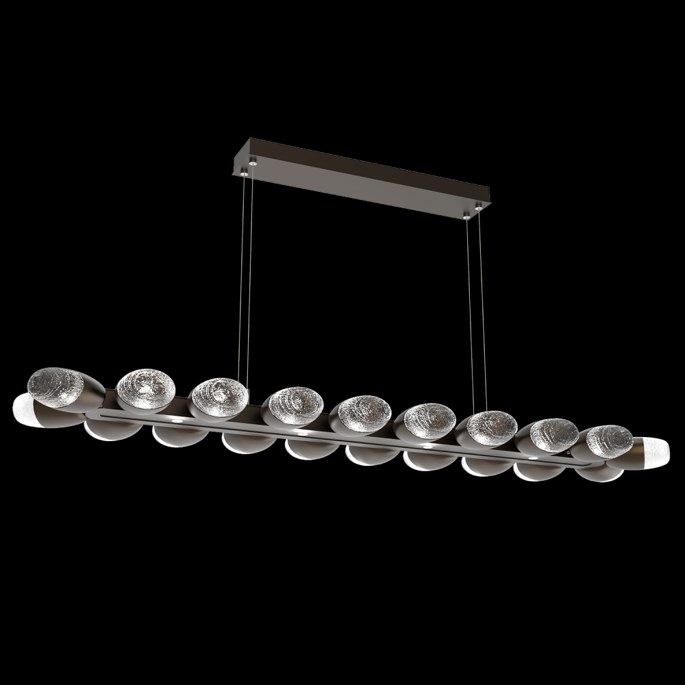 Pebble Linear Suspension 60" Small Glass-Satin Nickel-Pebble Clear