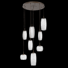 Hammerton CHB0091-08-FB-C-C01-L1 - Vessel 8pc Round Multi-Pendant-Flat Bronze-Clear Blown Glass-Cloth Braided Cord-LED 2700K