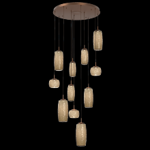 Hammerton CHB0091-11-BB-B-C01-L1 - Vessel 11pc Round Multi-Pendant-Burnished Bronze-Bronze Blown Glass-Cloth Braided Cord-LED 2700K