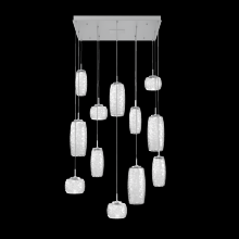 Hammerton CHB0091-12-CS-C-C01-L1 - Vessel 12pc Square Multi-Pendant-Classic Silver-Clear Blown Glass-Cloth Braided Cord-LED 2700K