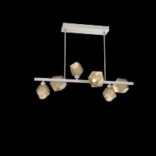  PLB0039-T6-BS-B-001-L1 - Gem 6pc Twisted Branch-Beige Silver-Bronze Blown Glass-Threaded Rod Suspension-LED 2700K