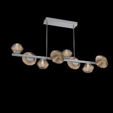  PLB0089-T8-CS-B-001-L3 - Mesa 8pc Twisted Branch-Classic Silver-Bronze Blown Glass-Threaded Rod Suspension-LED 3000K