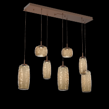 Hammerton PLB0091-07-BB-B-C01-L1 - Vessel 7pc Linear Multi-Pendant-Burnished Bronze-Bronze Blown Glass-Cloth Braided Cord-LED 2700K