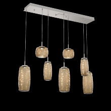 Hammerton PLB0091-07-BS-B-C01-L1 - Vessel 7pc Linear Multi-Pendant-Beige Silver-Bronze Blown Glass-Cloth Braided Cord-LED 2700K