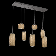 Hammerton PLB0091-07-GP-B-C01-L3 - Vessel 7pc Linear Multi-Pendant-Graphite-Bronze Blown Glass-Cloth Braided Cord-LED 3000K