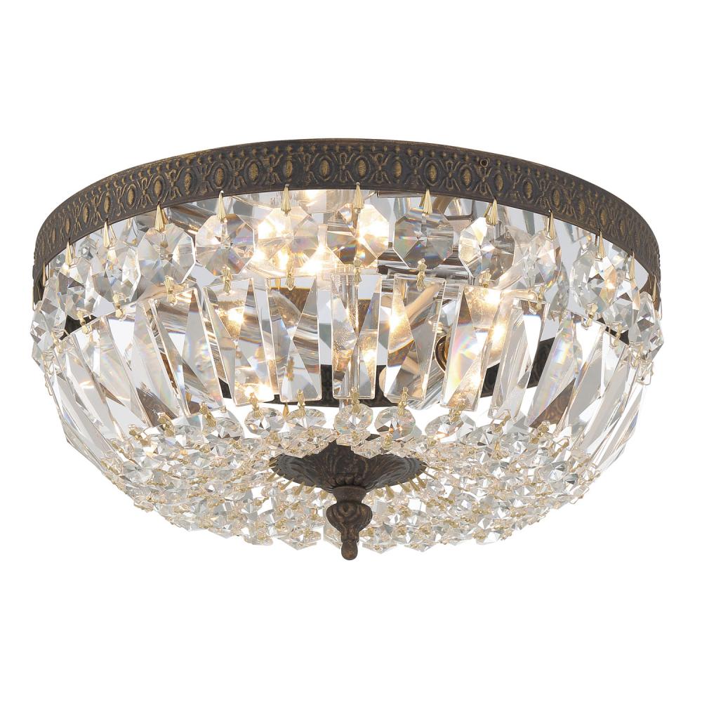 Crystorama 3 Light Swarovski Strass Crystal English Bronze Flush Mount