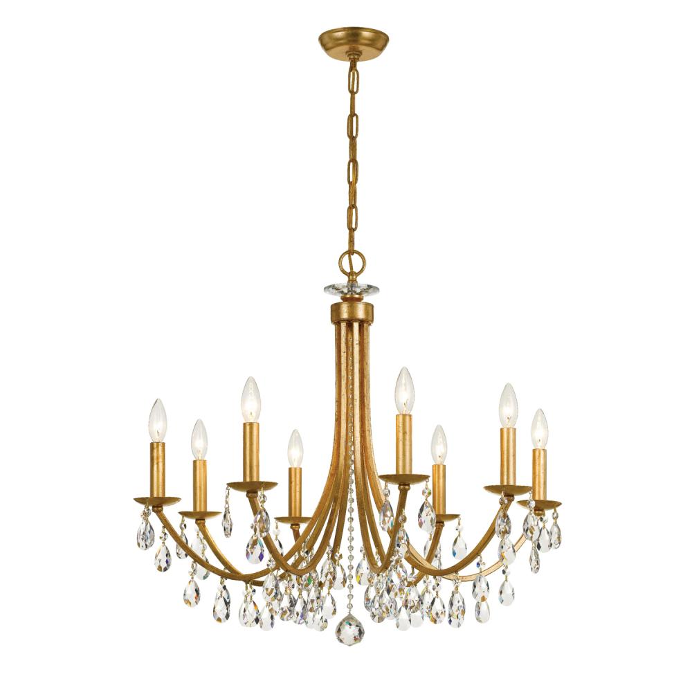 Bridgehampton 8 Light Spectra Crystal Antique Gold Chandelier