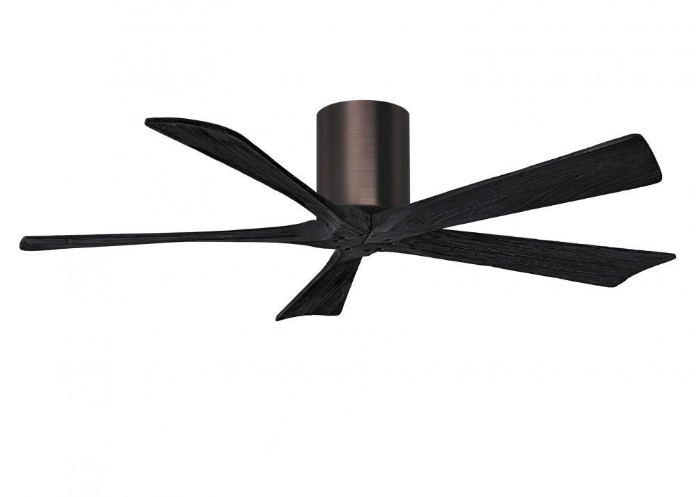 Irene-5H three-blade flush mount paddle fan in Brushed Bronze finish with 52” Gray Ash tone blad