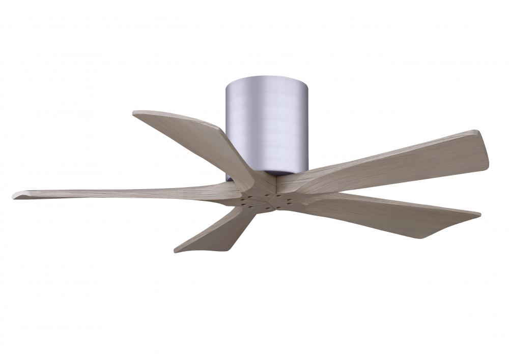 Irene-5H three-blade flush mount paddle fan in Brushed Nickel finish with 42” Gray Ash  tone bla