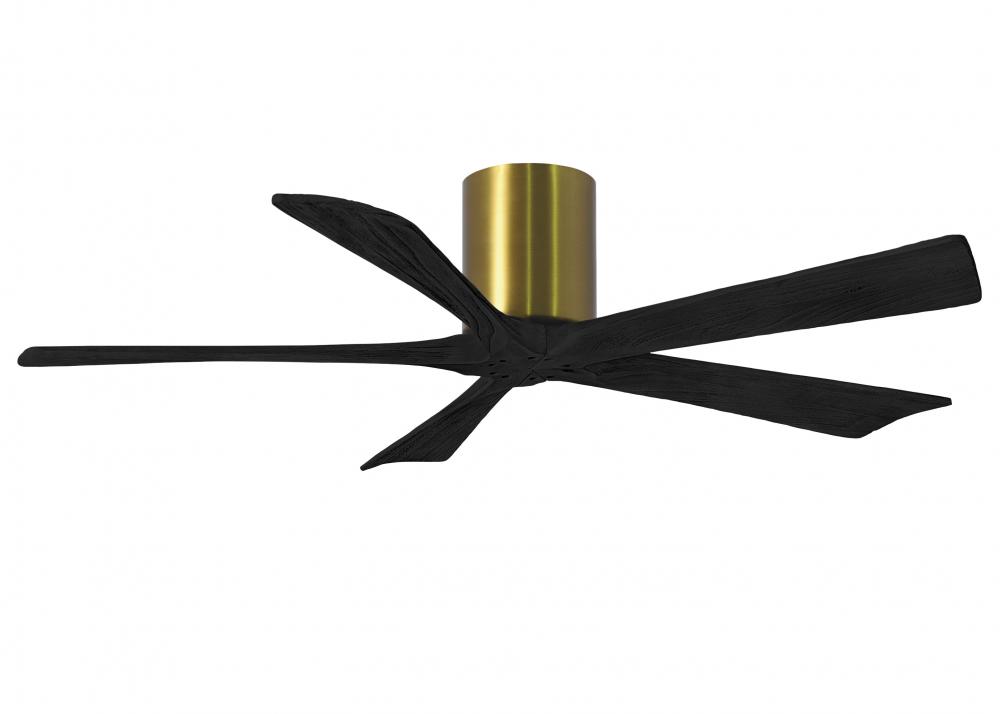 Irene-5H three-blade flush mount paddle fan in Brushed Brass finish with 52” Light Maple tone bl