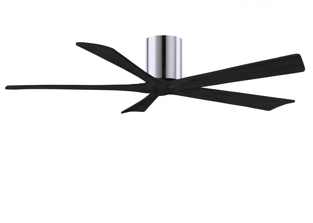 Irene-5H three-blade flush mount paddle fan in Polished Chrome finish with 60” Light Maple tone