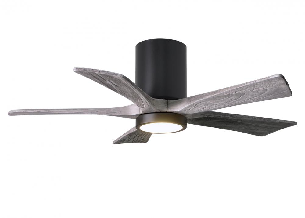 IR5HLK five-blade flush mount paddle fan in Brushed Pewter finish with 42” Matte White blades an