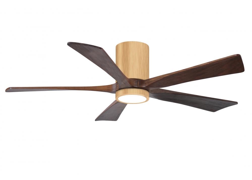 IR5HLK five-blade flush mount paddle fan in Light Maple finish with 52” solid Walnut  blades and