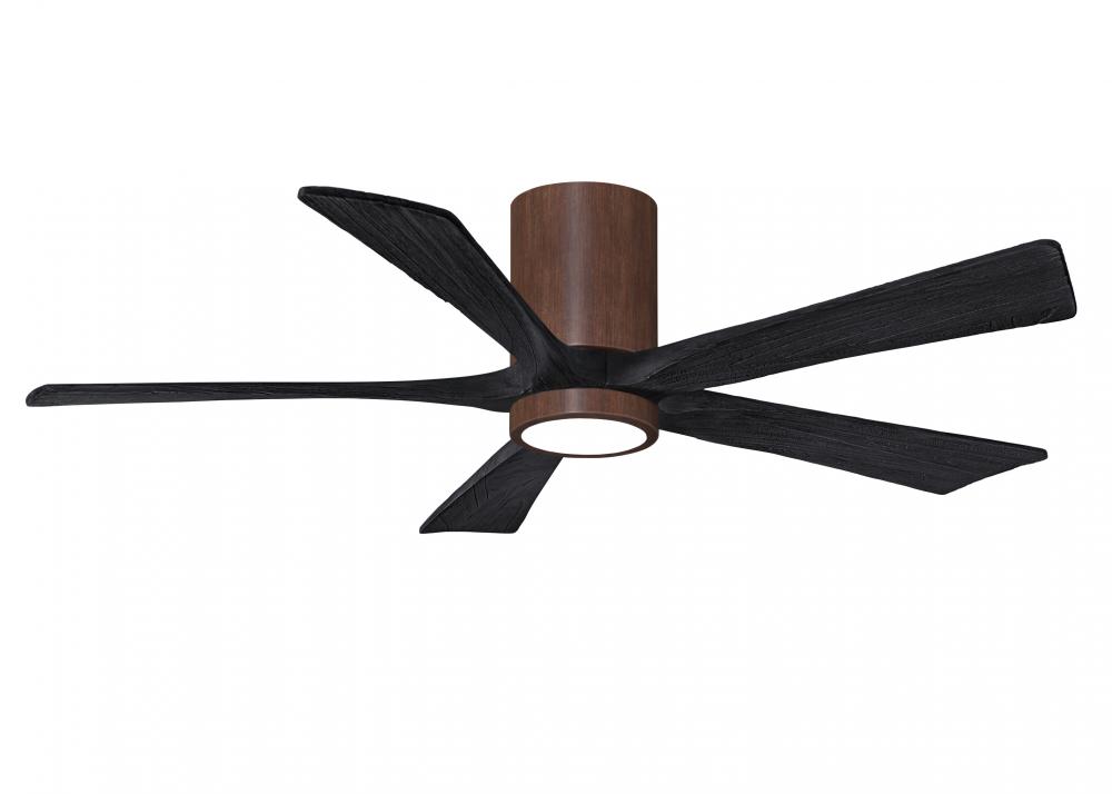 IR5HLK five-blade flush mount paddle fan in Walnut finish with 52” solid matte black wood blades
