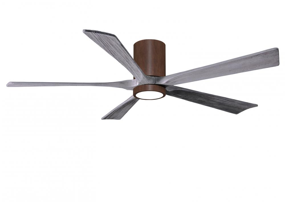 IR5HLK five-blade flush mount paddle fan in Walnut finish with 60” solid barn wood tone blades a