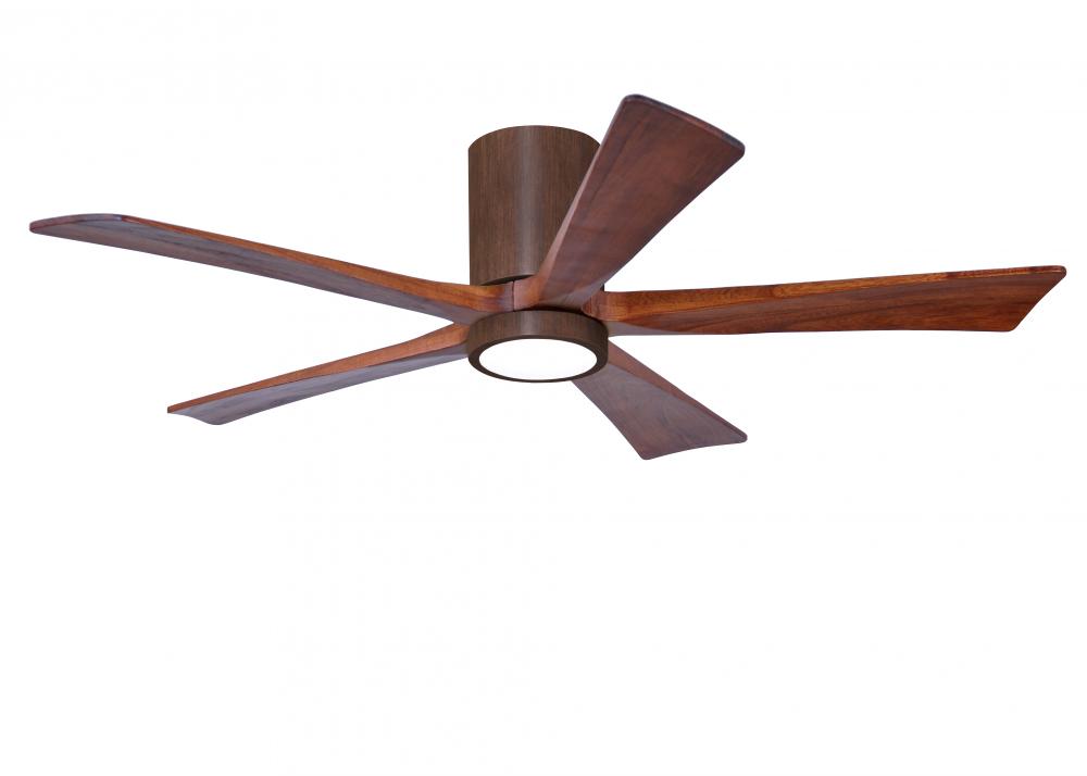 IR5HLK five-blade flush mount paddle fan in Walnut finish with 52” solid walnut tone blades and