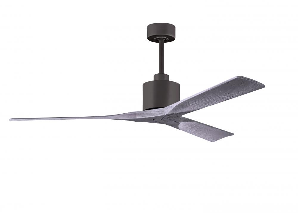 Nan 6-speed ceiling fan in Textured Bronze finish with 60” solid barn wood tone wood blades