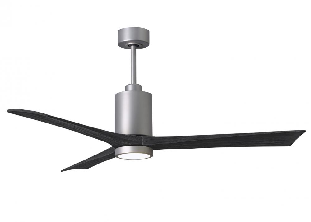 Patricia-3 three-blade ceiling fan in Brushed Nickel finish with 60” solid matte black wood blad