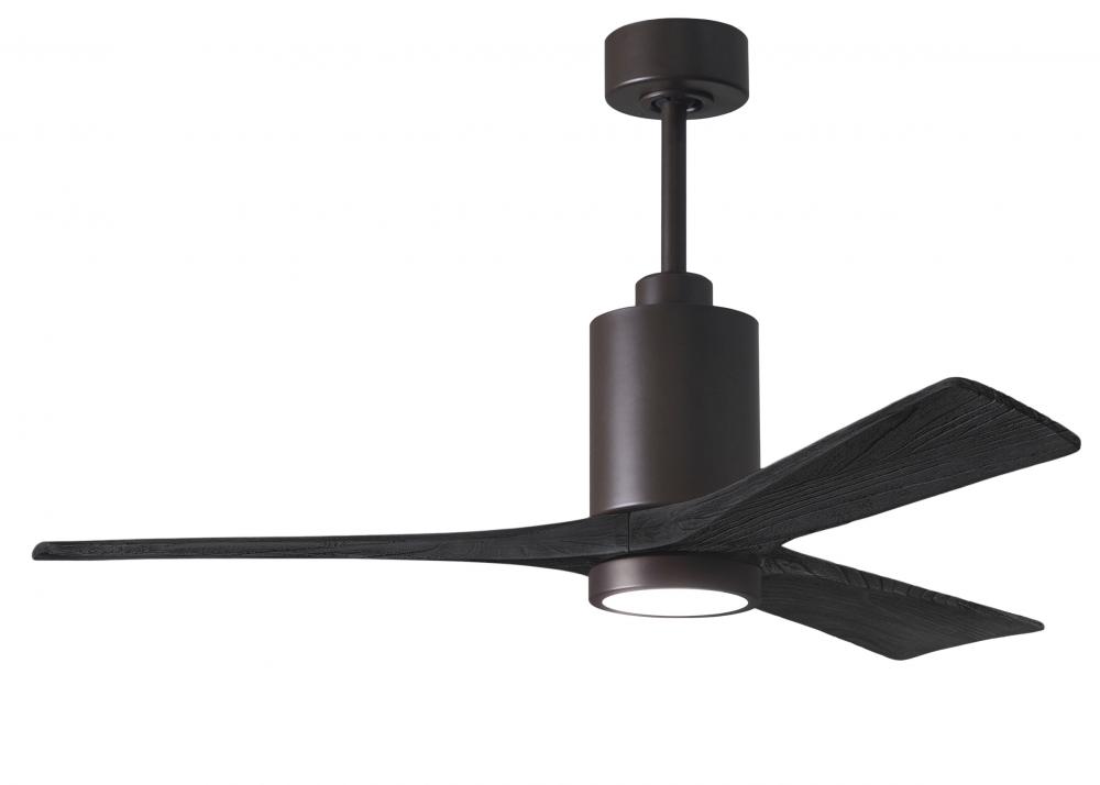 Patricia-3 three-blade ceiling fan in Textured Bronze finish with 52” solid matte black wood bla