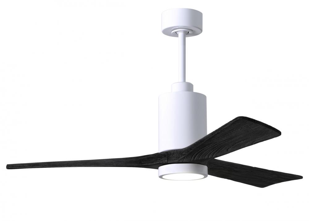 Patricia-3 three-blade ceiling fan in Gloss White finish with 52” solid matte black wood blades
