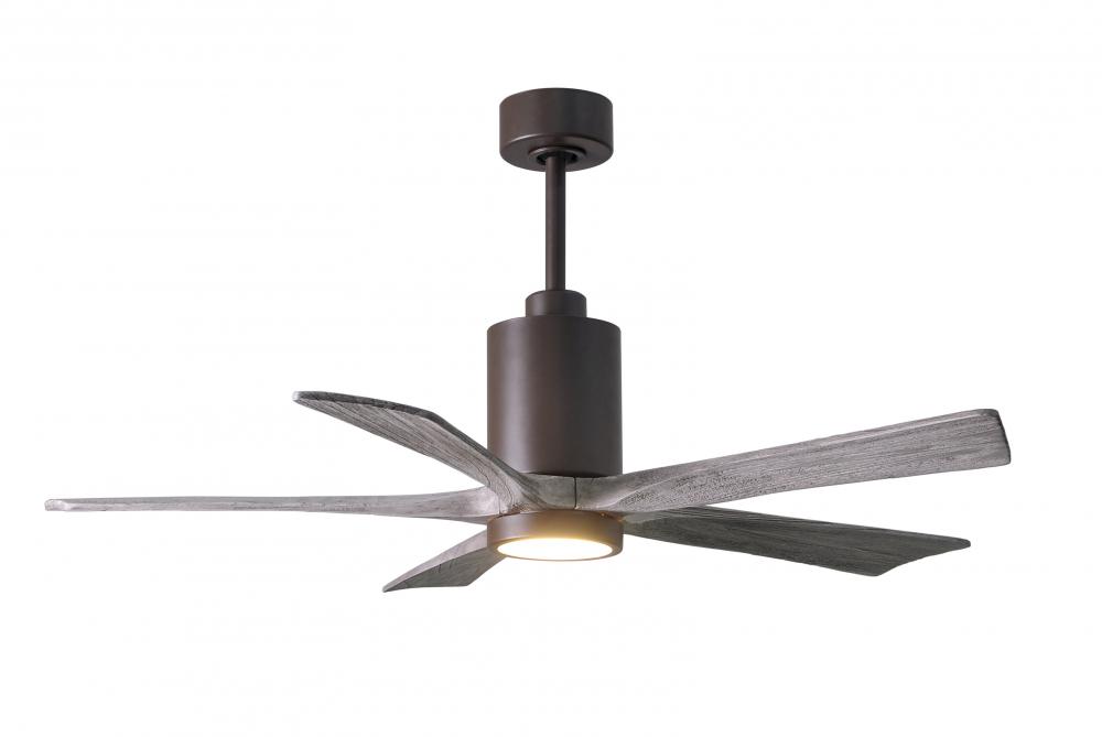 Patricia-5 five-blade ceiling fan in Textured Bronze finish with 52” solid barn wood tone blades