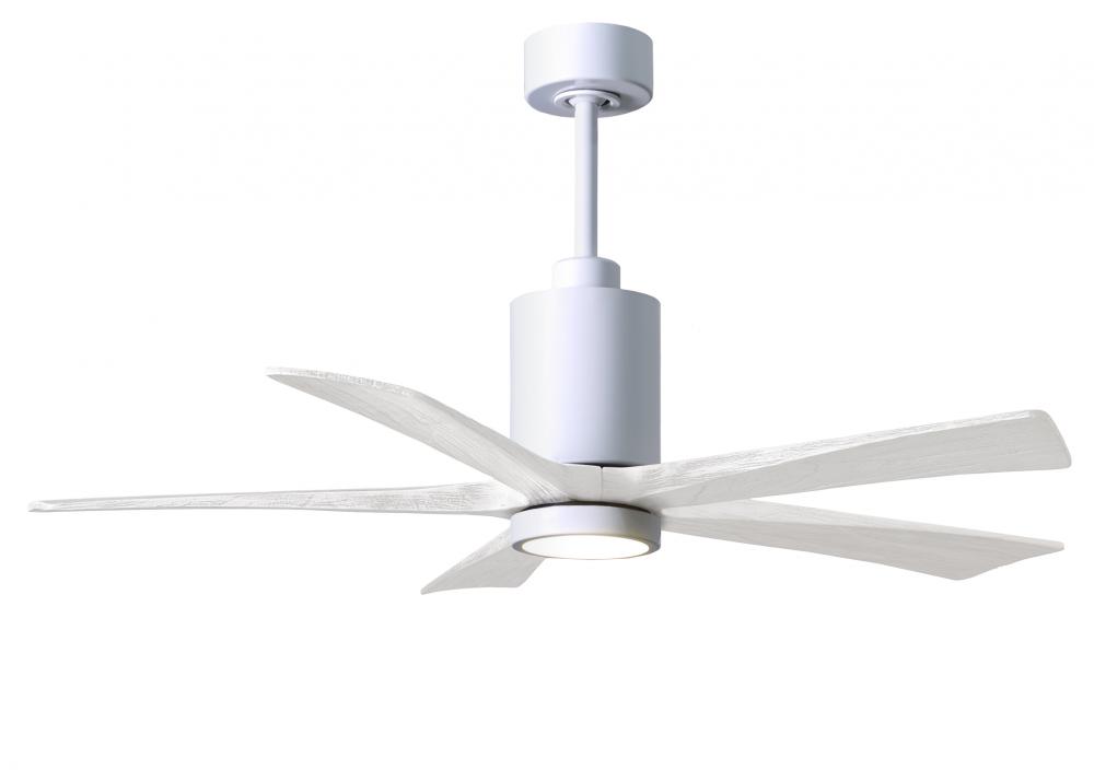 Patricia-5 five-blade ceiling fan in Gloss White finish with 52” solid matte white wood blades a