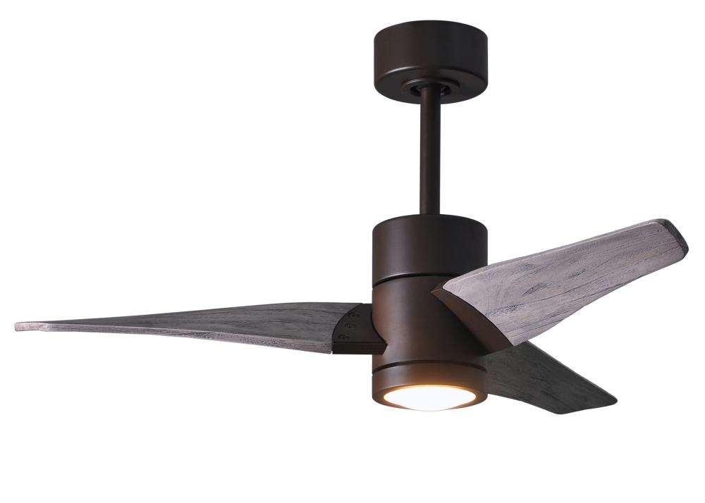 Super Janet three-blade ceiling fan in Textured Bronze finish with 42” solid barn wood tone blad