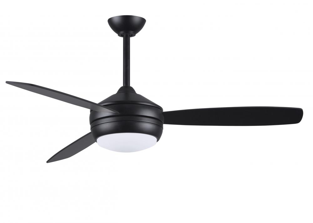 T-24 52" Ceiling Fan in Matte Black and reversible Old Oak/Matte Black Blades