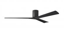  IR3H-BK-BK-72 - Irene-3H three-blade flush mount paddle fan in Matte Black finish with 72” solid matte black woo