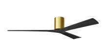  IR3H-BRBR-BK-72 - Irene-3H three-blade flush mount paddle fan in Brushed Brass finish with 72” solid matte black w