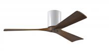 Matthews Fan Company IR3H-WH-WA-52 - Irene-3H three-blade flush mount paddle fan in Gloss White finish with 52” solid walnut tone bla
