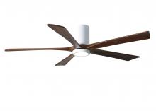 Matthews Fan Company IR5HLK-WH-WA-60 - IR5HLK five-blade flush mount paddle fan in Gloss White finish with 60” solid walnut tone blades